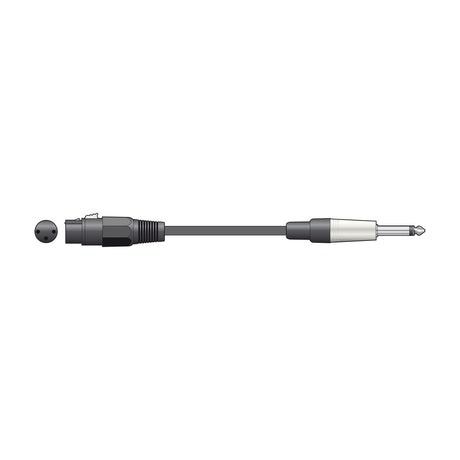 Citronic XF-M6J300BK 3m black microphone lead with female XLR connector and 6.3mm mono jack plug shown on a plain white background.