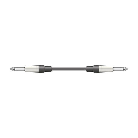 QTX Essential 3.0m shielded mono guitar lead with two 6.3mm die-cast jack plugs and grey rubberised cable, shown on a plain white background.