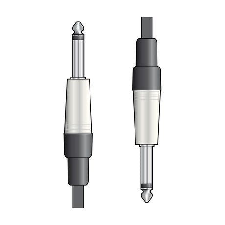Citronic M6J-J150 guitar lead by AVSL showing two 6.3mm mono jack plugs with silver tips and black moulded connectors on a white background.