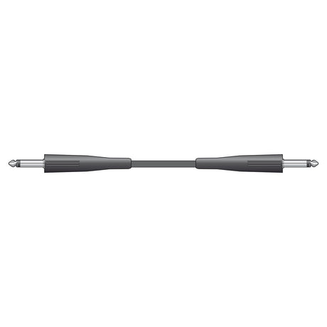 Citronic Classic Speaker Lead Jack To Jack - 12.0m, an elegantly displayed horizontal black cable consisting of pure copper and equipped with dual 6.3mm mono jack plugs.