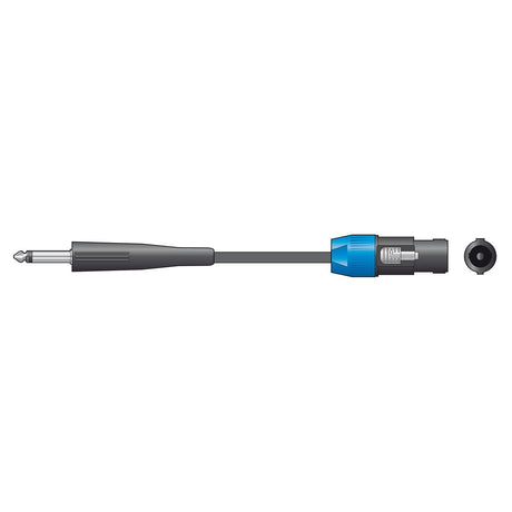 An illustration shows a Citronic Classic Speaker Lead with a speaker plug to jack connection, featuring durable pure copper conductors. The cable includes a black handle and blue connector casing, making it an ideal choice for a reliable 6-meter speaker lead.