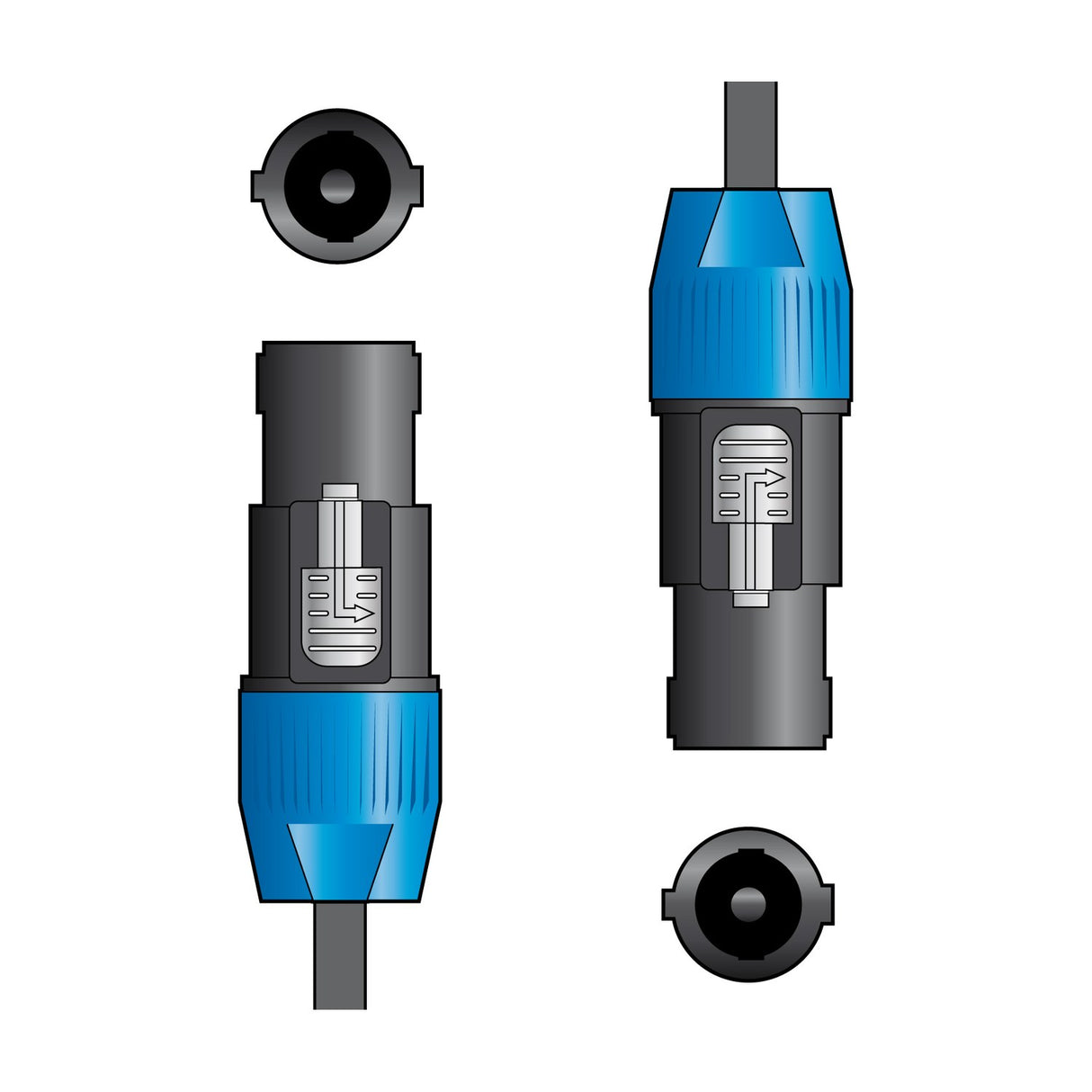 Citronic Classic 1.5m speaker cable with black and blue latching SPK plugs at both ends, shown with front-facing connector views on a white background.
