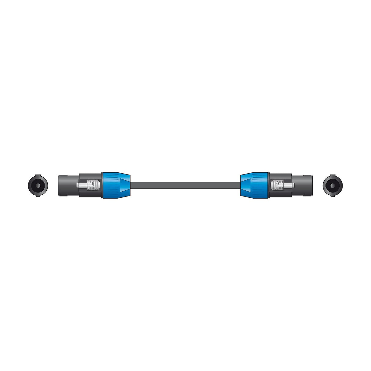 Citronic Classic 1.5m speaker cable by AVSL with black and blue latching SPK plugs at both ends and a black rubberised jacket on a white background.