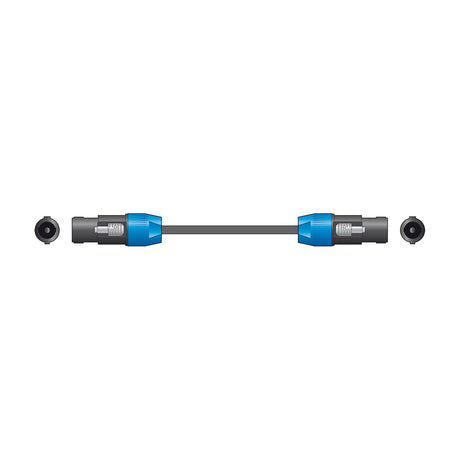 Citronic Classic 6m speaker cable by AVSL with dual blue and black SPK latching plugs at each end and 1.5mm² rubberised lead, on white.