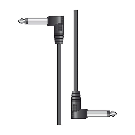 Citronic PATCH015BK 0.15m patch lead with right-angled 6.3mm mono jack plugs at both ends in matt black, shown on a plain white background.