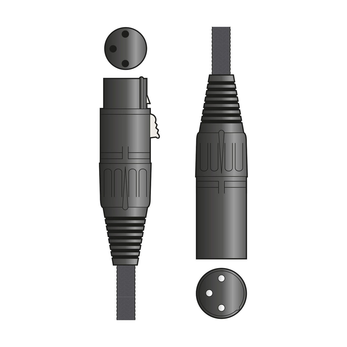 Citronic Retro Braided XLRF-XLRM Microphone Lead - Black