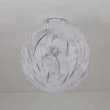 The Lunar Flush Ceiling Light - White features a round, frosted glass shade with hand-painted gray abstract brushstrokes, mounted flush to the ceiling for soft ambient illumination.