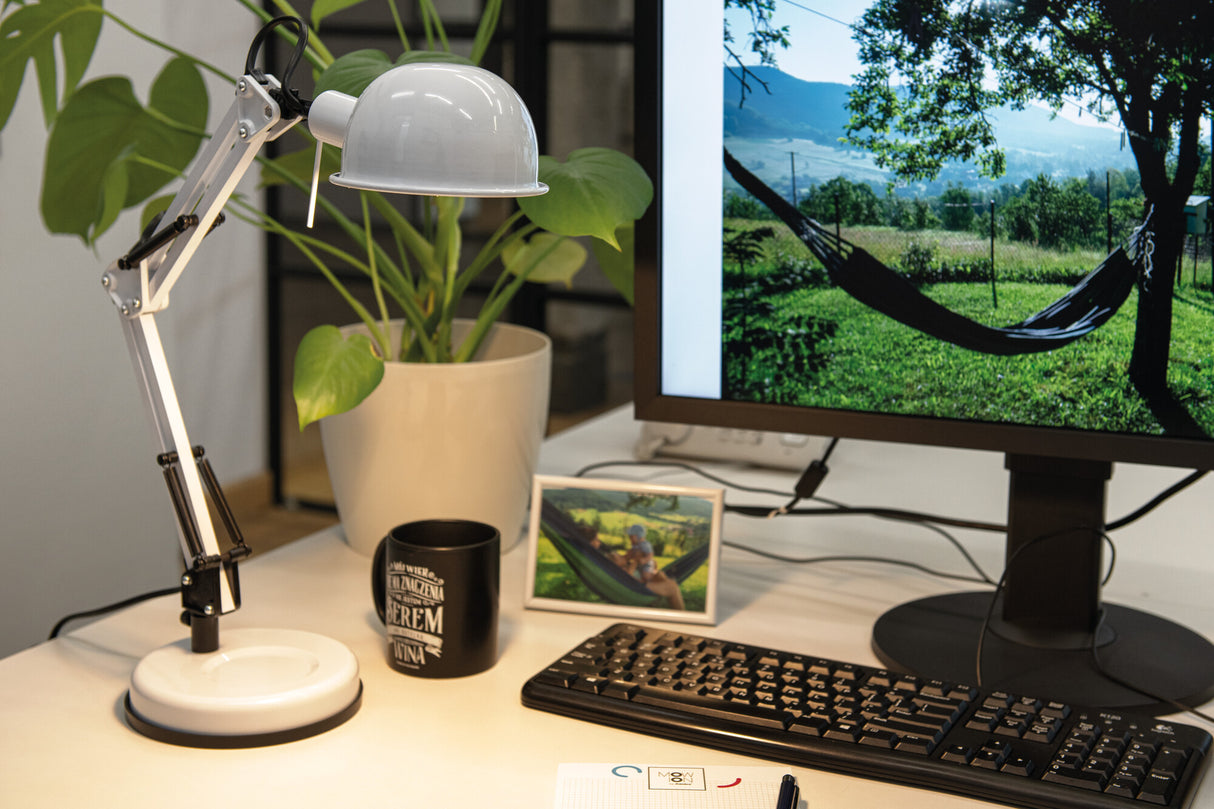 Pixa 10W E14 Desk Lamp Adjustable Arm - White