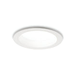 The Radiara-2 Round LED Recessed Downlight 71mm in white boasts a modern and minimalistic design, seamlessly flush-mounted to the ceiling. It emits bright, even illumination at 3000K, making it perfect for energy-efficient lighting in contemporary interior spaces.