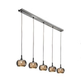 Arian 5 Light Glass Bar Pendant - Brown (With Remote Control)