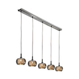 Arian 5 Light Crystal Bar Pendant - Brown