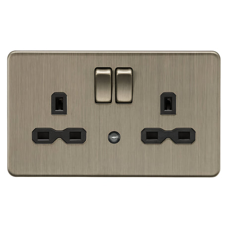 13A 2G DP switched socket with night light function - Antique Brass