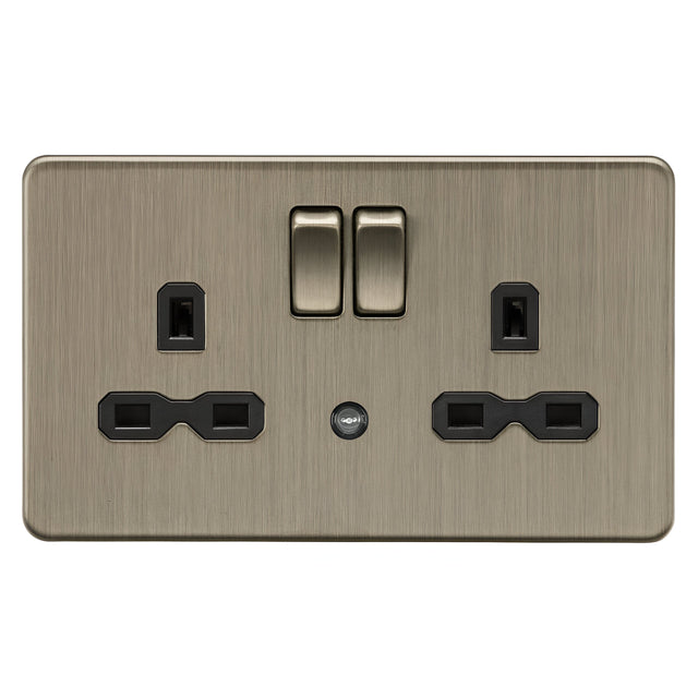 13A 2G DP switched socket with night light function - Antique Brass