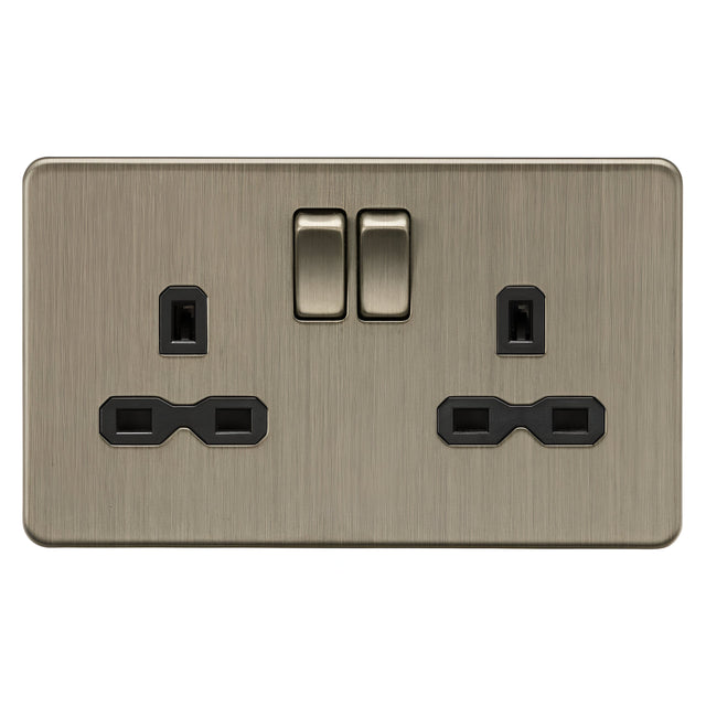 13A 2G DP Switched Socket - Antique Brass