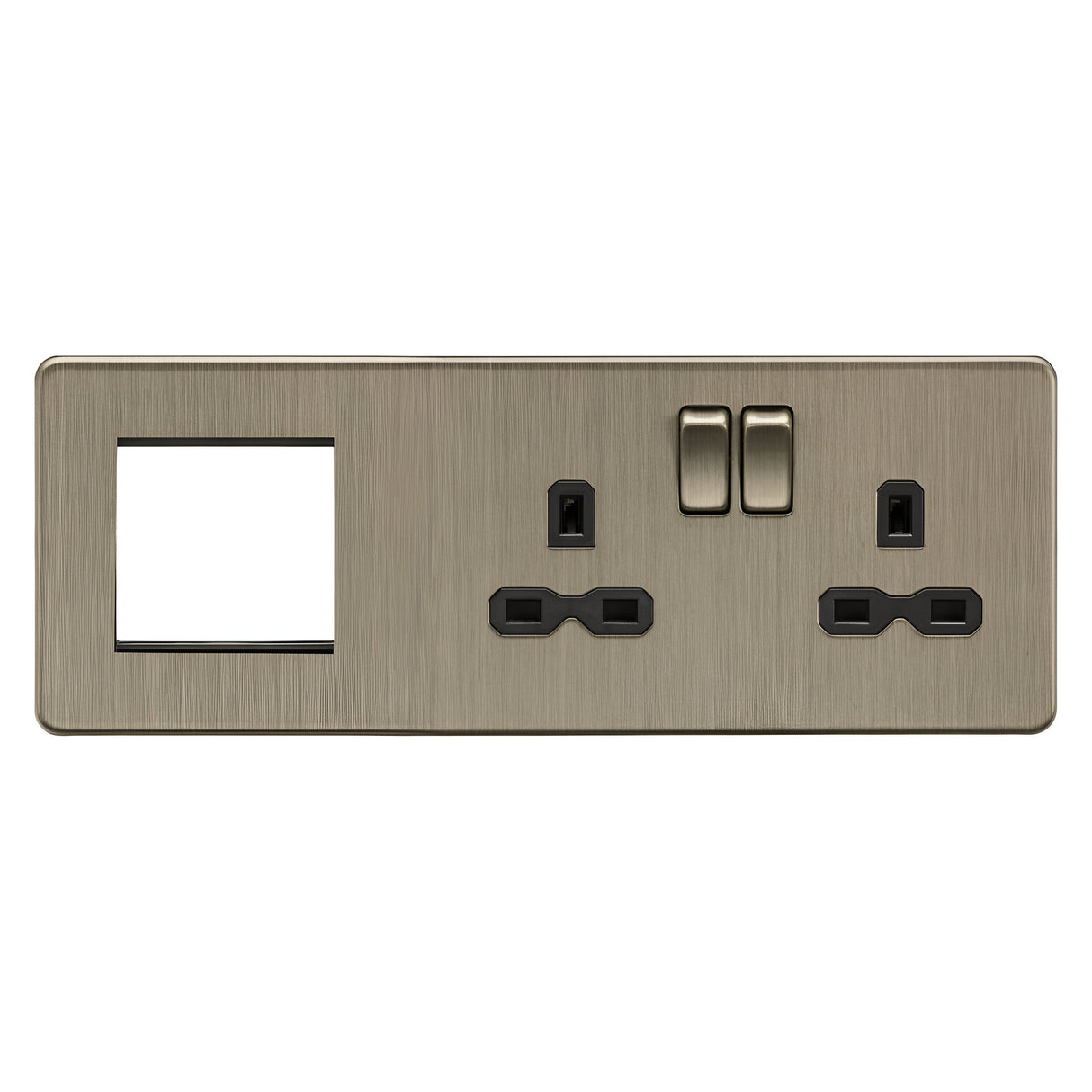 13A 2G DP Socket + 2G Modular Combination Plate - Antique Brass