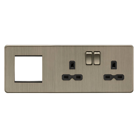 13A 2G DP Socket + 2G Modular Combination Plate - Antique Brass