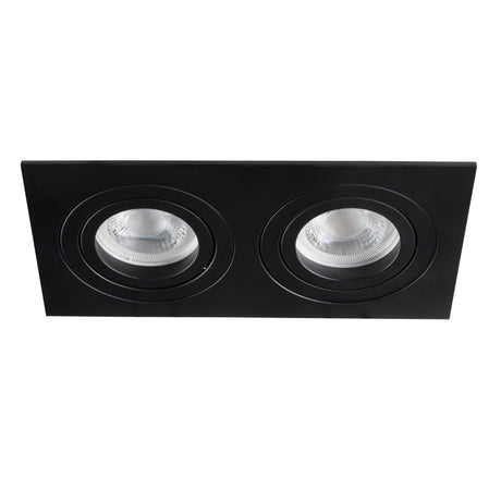 SEIDY Twin Recessed MR16 Spotlight Wide Rectangular 170x90 - Black Matt