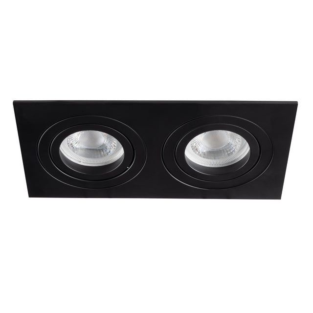 SEIDY Twin Recessed MR16 Spotlight Wide Rectangular 170x90 - Black Matt