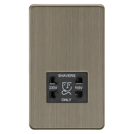 115V/230V Dual Voltage Shaver Socket - Antique Brass