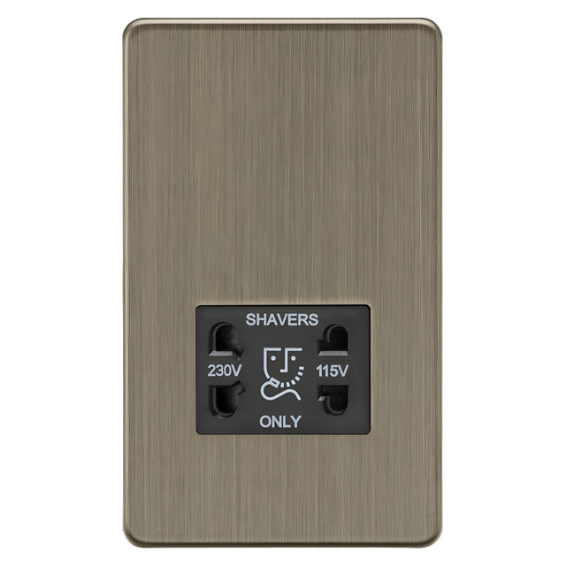 115V/230V Dual Voltage Shaver Socket - Antique Brass