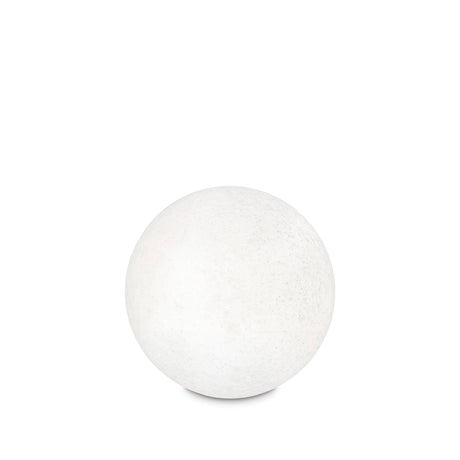 A smooth, white sphere set against a plain white background, evoking the design of the Gloriana Outdoor Pedestal Light - White, 48cm.