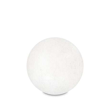 A round, white textured Gloriana Outdoor Pedestal Light with a subtle granite effect is centered against a plain white background.