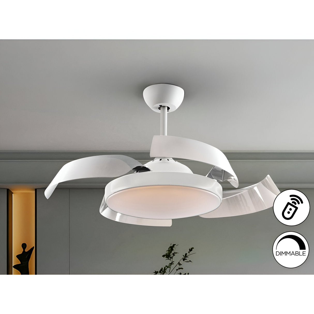 Enzo CCT Dimmable LED Ceiling Fan Light - White