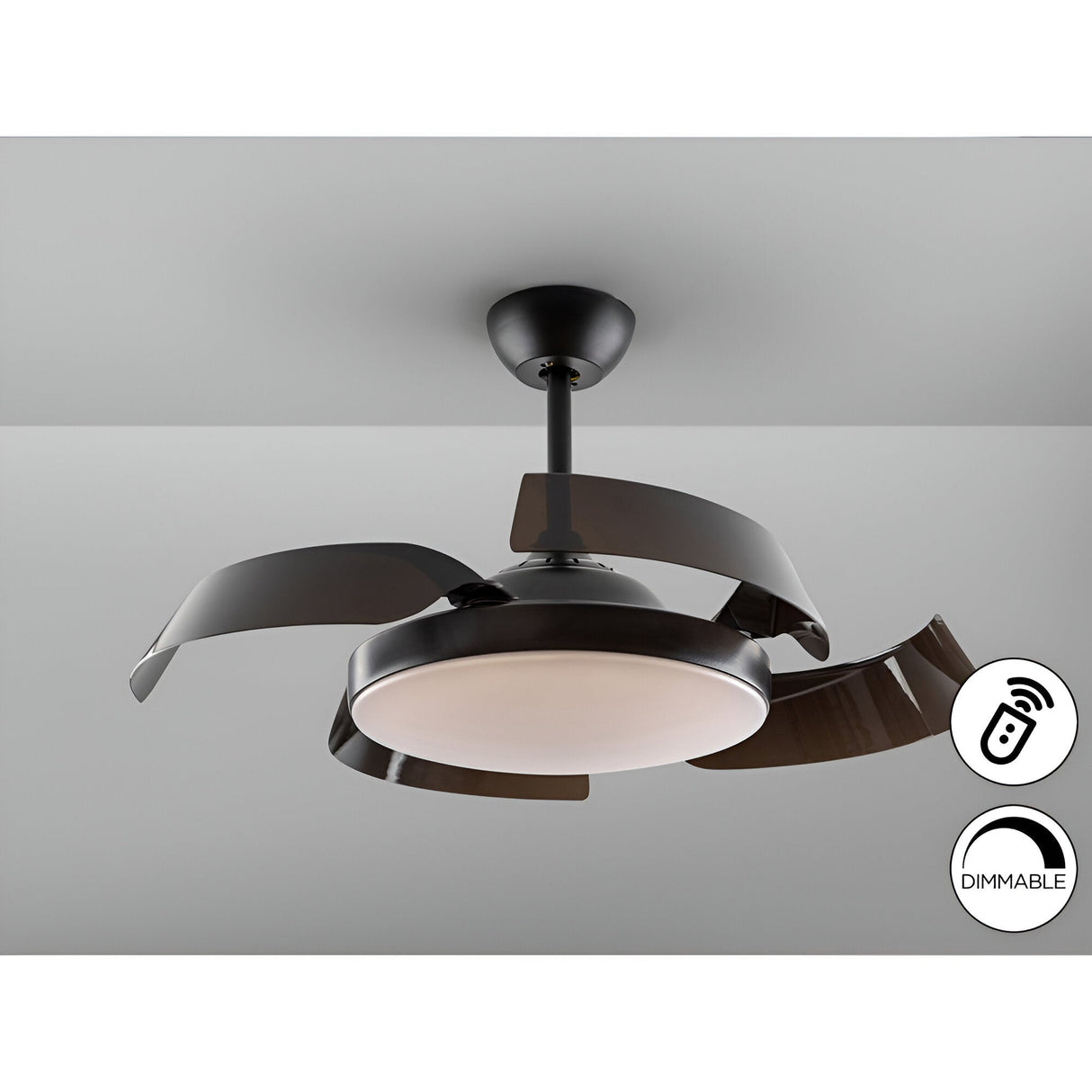 Enzo CCT Dimmable LED Ceiling Fan Light - Black