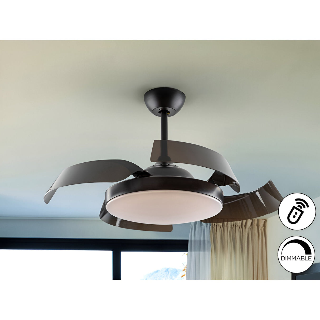 Enzo CCT Dimmable LED Ceiling Fan Light - Black