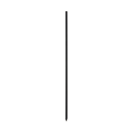 A sleek black Extension Ground Spike positioned vertically on a white background, highlighting its elegant steel finish.