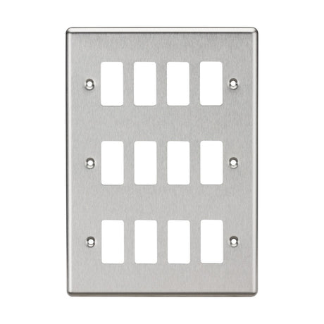 12G Grid Faceplate - Rounded Edge Brushed Chrome