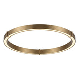 Orbita LED Ceiling Light 116cm, a large circular flush fitting in brushed brass-toned metal with an integrated ring light emitting a soft glow, shown on a plain white background.
