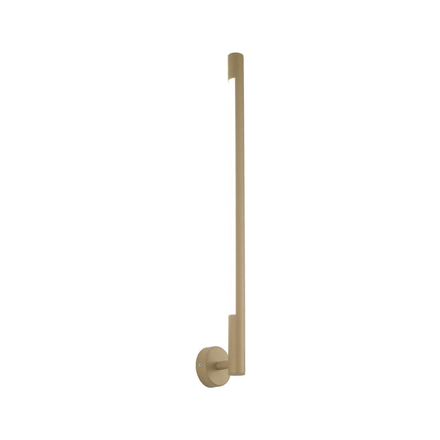 Index Cylinder Wall Light 5cm in champagne gold, a tall slim metal fitting with a single integrated LED tube and round wall mount, shown on a plain white background.