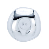 A shiny, rounded metallic object with a raised center and tab resembles the top view of a can lid. Its smooth, reflective surface mirrors the sleek style of the Lava Large LED Wall & Ceiling Light - Silver.