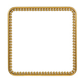 Diva Square wall mirror, 95cm, with a rounded-corner gold frame edged in individual beaded spheres, larger at the corners, shown against a plain white background.