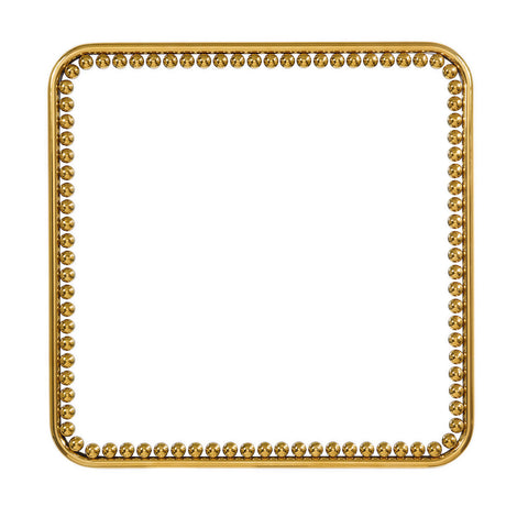 Diva Square wall mirror, 95cm, with a rounded-corner gold frame edged in individual beaded spheres, larger at the corners, shown against a plain white background.
