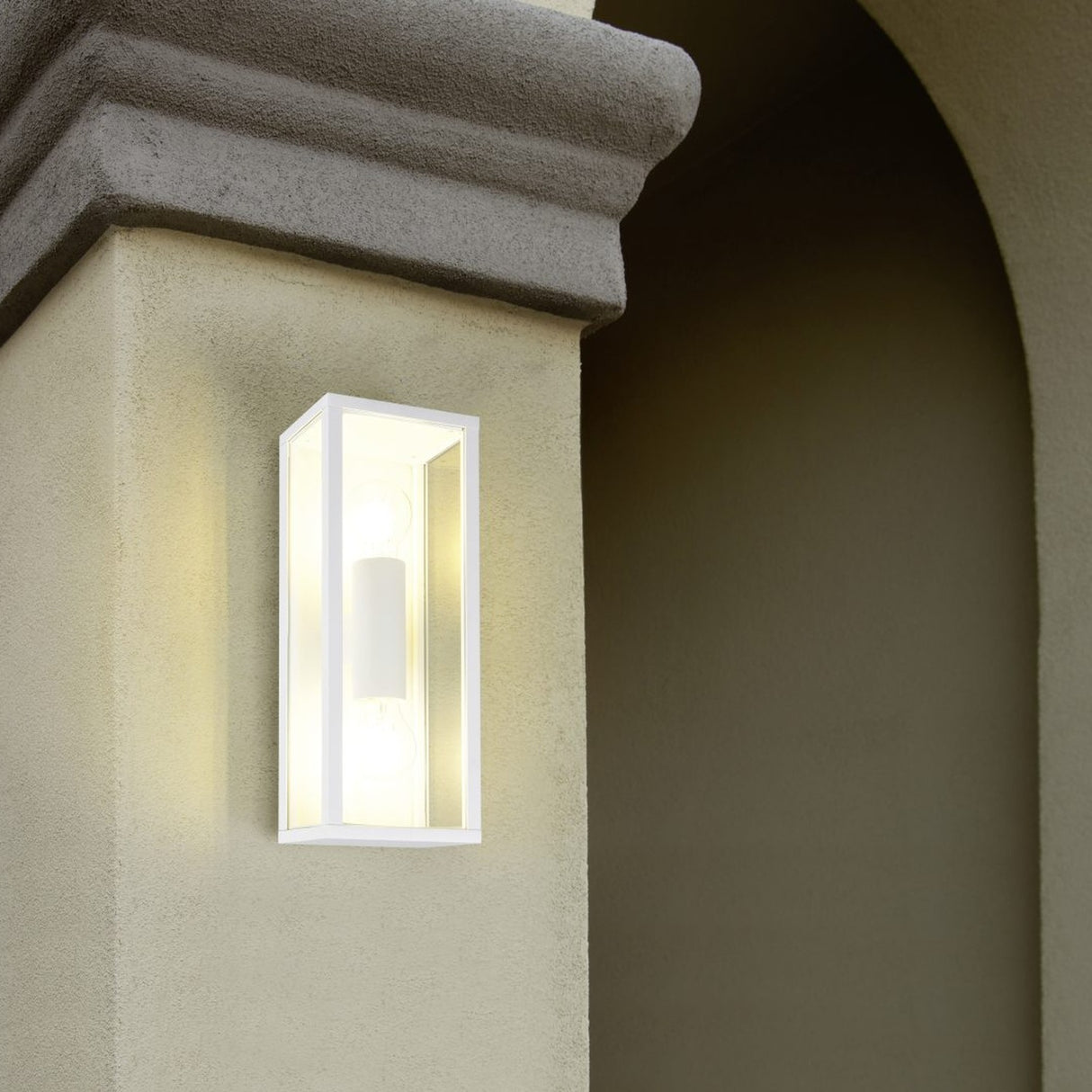 Garonne 2 Light Lantern Outdoor Wall Light – Matt White