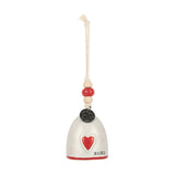 Love Heart Mini Holiday Bell Hanging Ceramic Ornament - Red