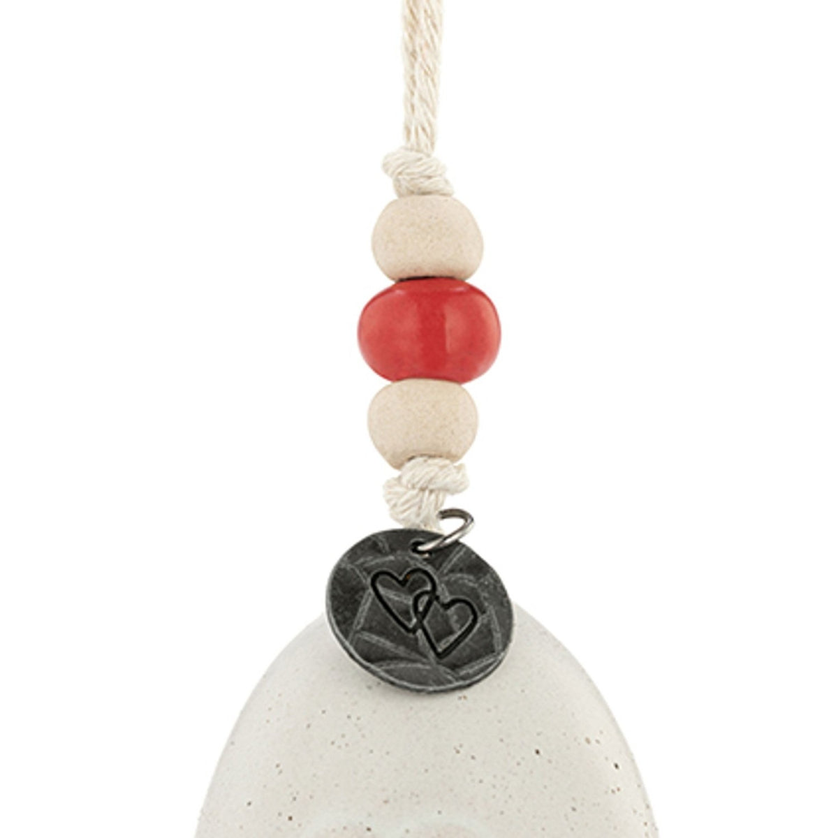 Love Heart Mini Holiday Bell Hanging Ceramic Ornament - Red