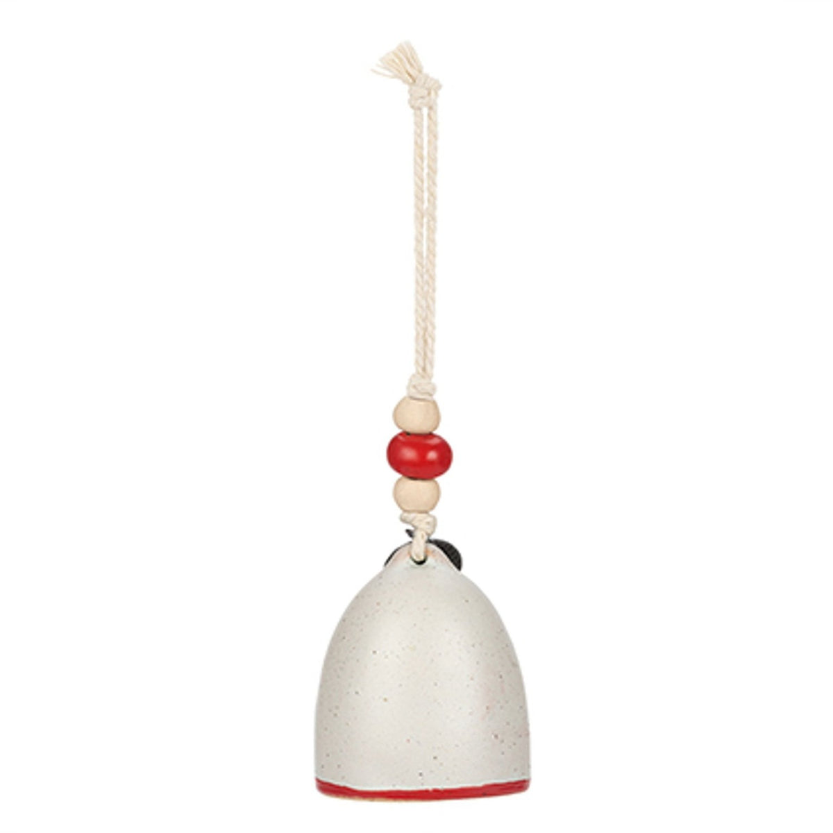 Love Heart Mini Holiday Bell Hanging Ceramic Ornament - Red