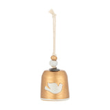 Hope Mini Ceramic Holiday Bell Ornament with Dove - Gold