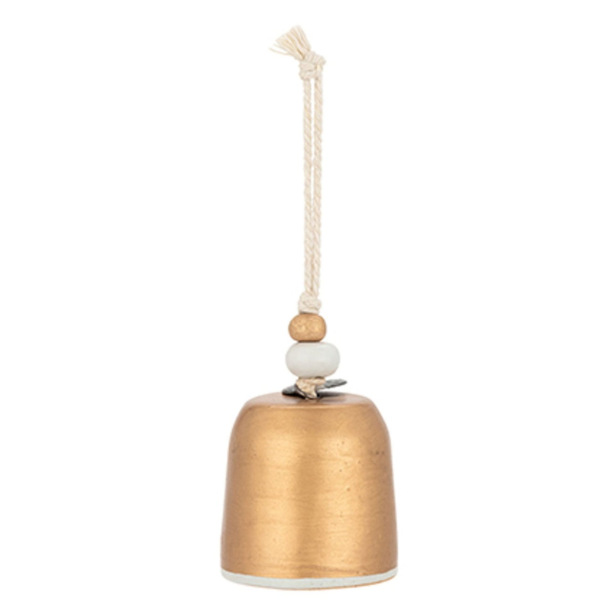 Hope Mini Ceramic Holiday Bell Ornament with Dove - Gold