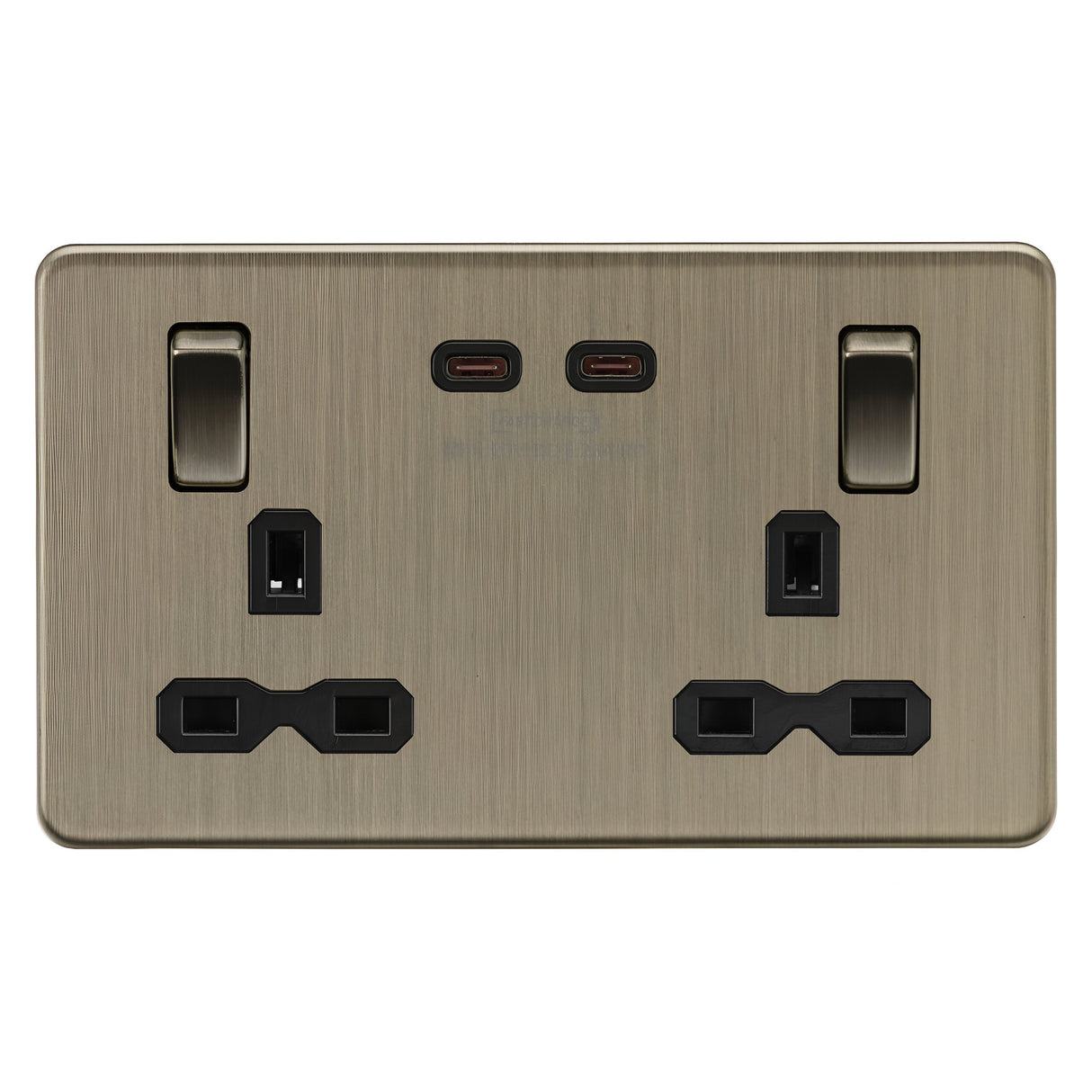 13A 2G DP Switched Socket with Dual USB-C [65W DUAL FASTCHARGE] - Antique Brass