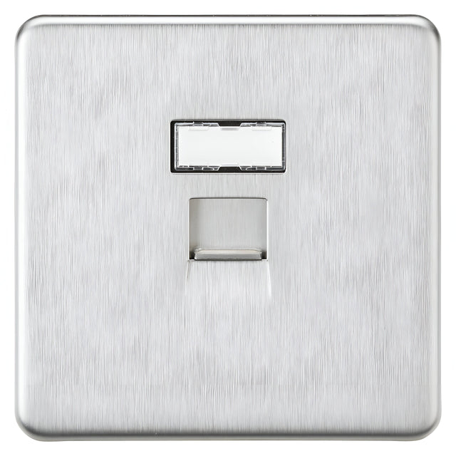 UTP CAT6a RJ45 Network Outlet - Brushed Chrome