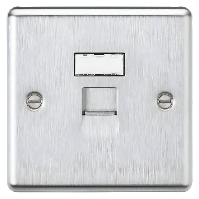UTP CAT6a RJ45 Network Outlet - Brushed Chrome