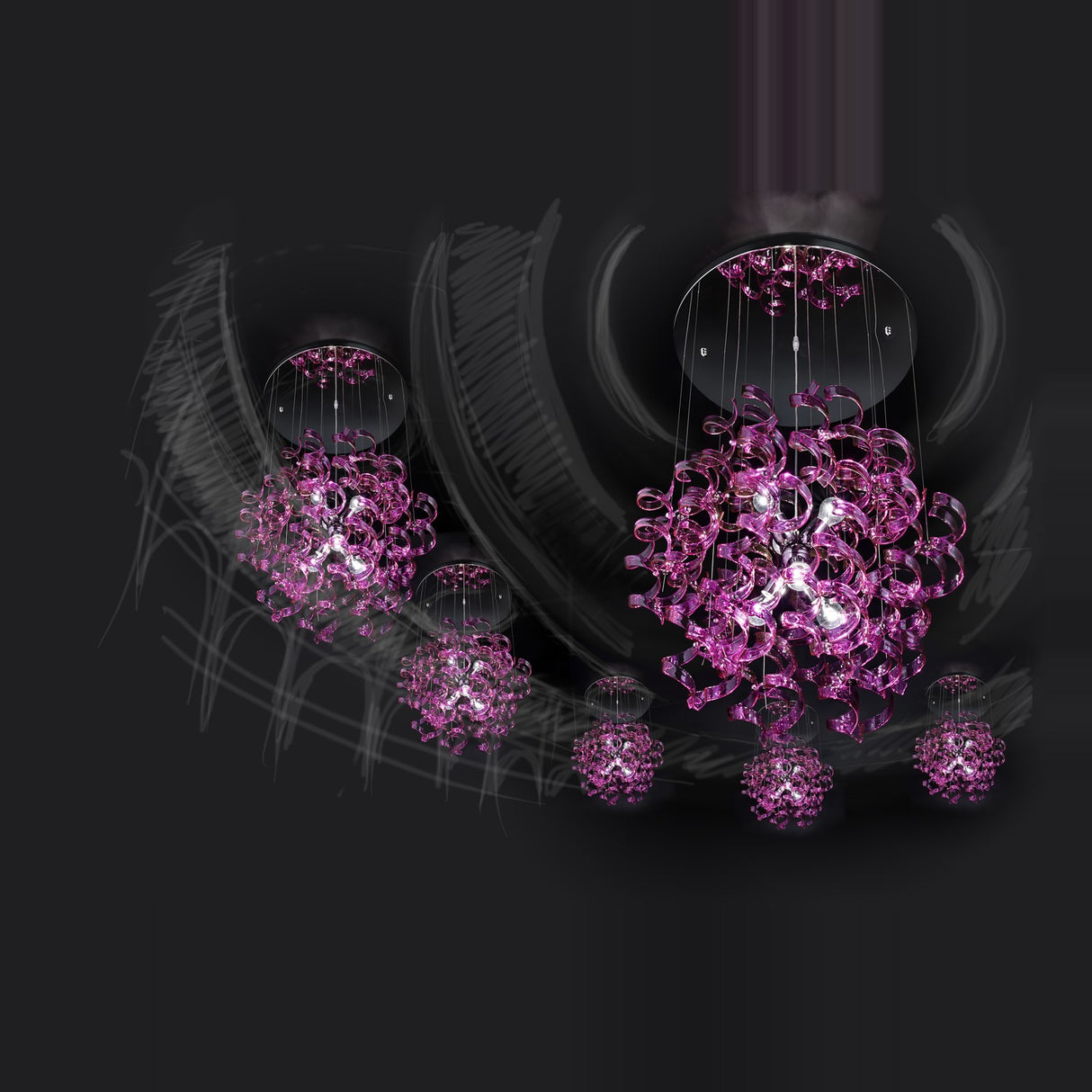 Astro 6 Light Crystal Chandelier 70cm
