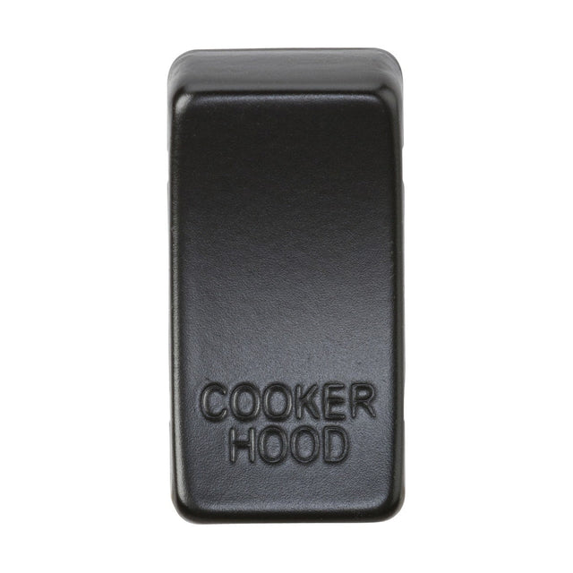 A Matt Black switch cover, labeled "Marked COOKER HOOD" with a textured and interchangeable rectangular design.