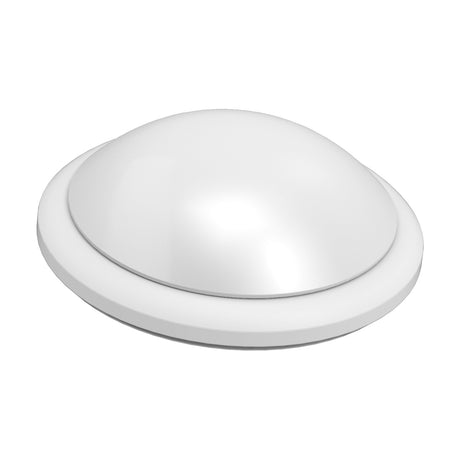 Surf 12W Ceiling Light 27cm in White, a round flush ceiling fixture with a glossy domed centre and matte white outer ring, shown on a plain white background.