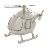 Helicopter Silverplated Money Box with Coin Slot - Silver