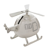 Helicopter Silverplated Money Box with Coin Slot - Silver